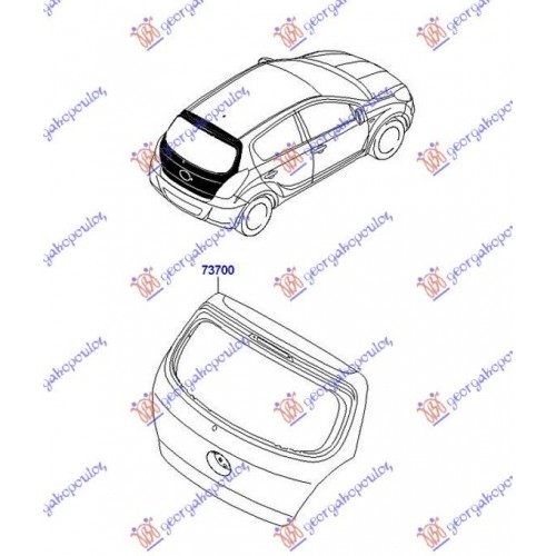 Τζαμόπορτα (με τρύπα για αφαλό) Hyundai I20 (PB,PBT) 2008-2012