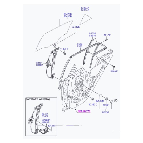 Γρύλλος παραθύρου πίσω μηχανικός δεξιός Hyundai I20 (GB,IB) H/B 2014-2020
