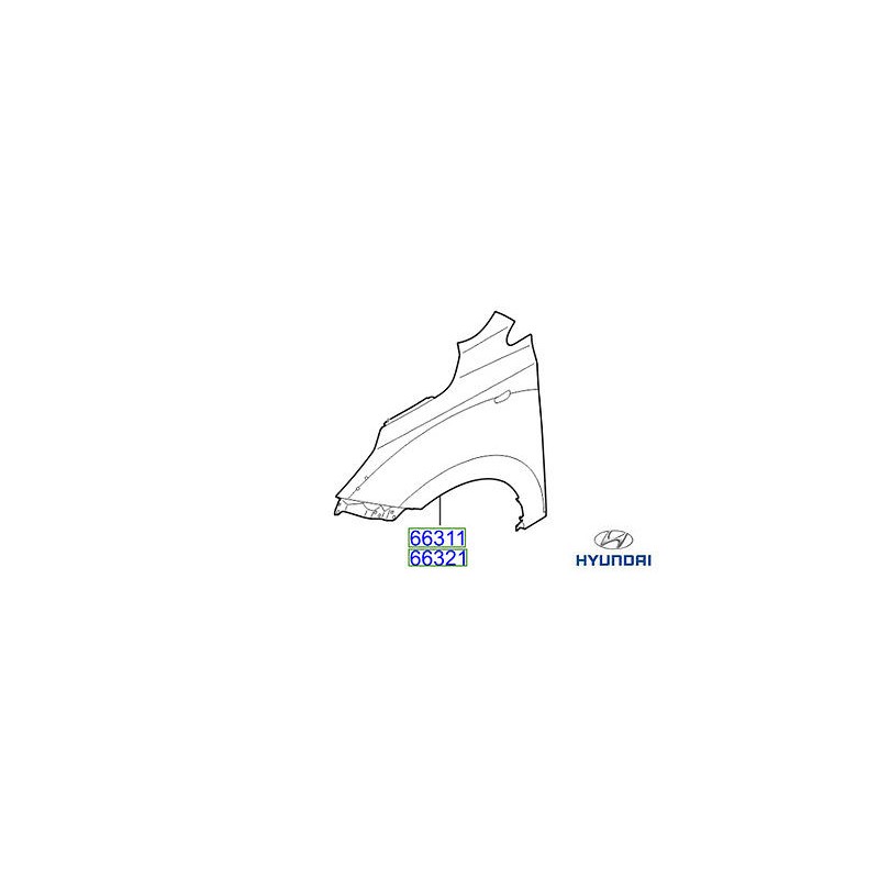 Φτερό εμπρός αριστερό (χωρίς τρύπα για φλας) Hyundai I20 (GB,IB) 2014-2020